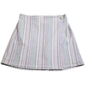 Copper Key Pastel Stripe Mini Skirt M Faux Wrap Cotton Blend Cottagecore Vibes